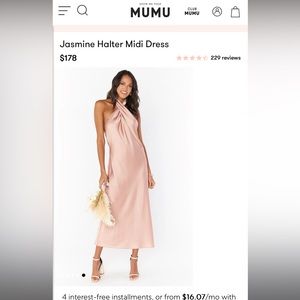 Show Me Your MuMu Jasmin Halter midi dress Rose Gold size small, dry cleaned!